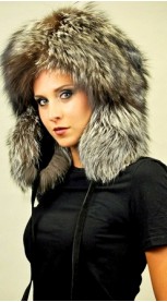 Silver fox fur hat ushanka
